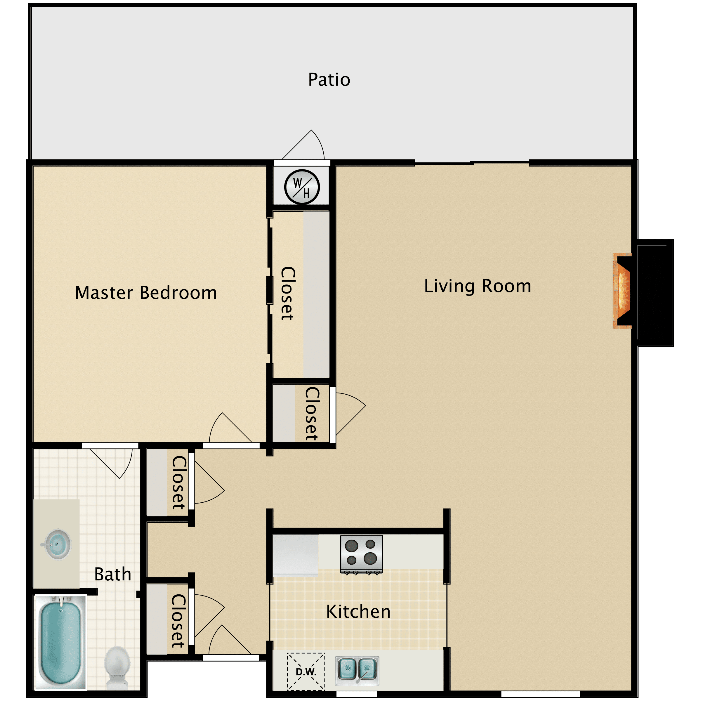 Bear Creek North Cove floor plan 1 bedroom, 1 bathroom