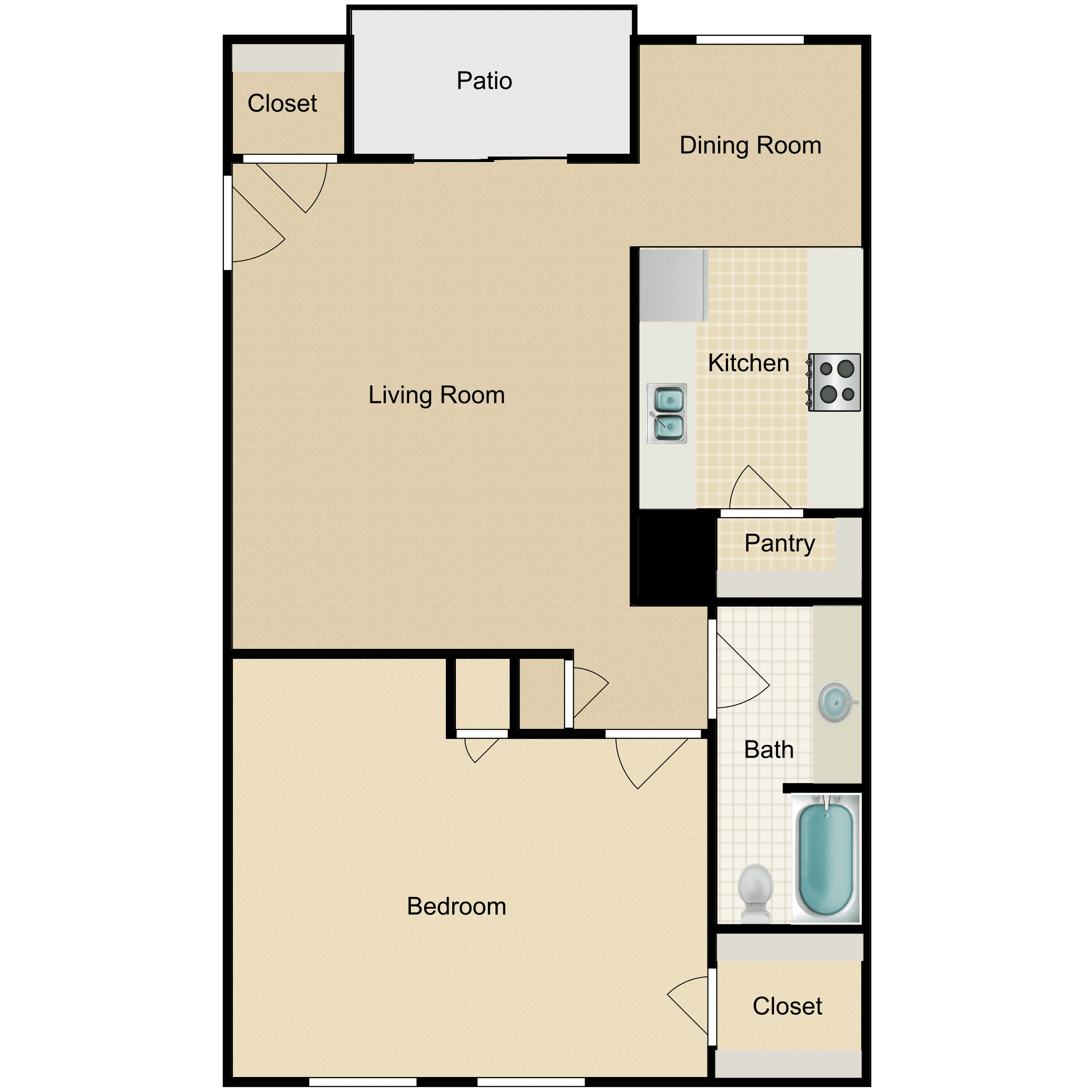 Brookdale North floor plan 1 bedroom, 1 bathroom